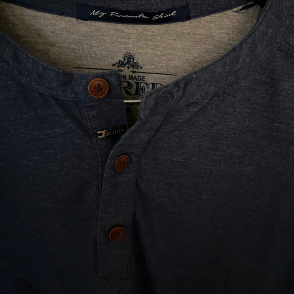Union Made Jared New York Blue Long Sleeve Henley Men’s Size Medium-Preowned - Picture 2 of 6